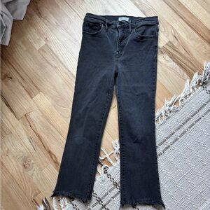 Madewell Cali Demi Boot Kick Crop Black Jeans